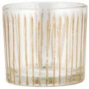 Candle holder glass f/tealight w/engraved stripes
