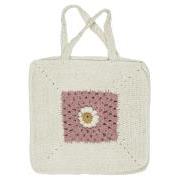 Crochet bag coral almond and butter cream w/flower in the middle