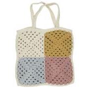 Crochet bag multicoloured check pattern front and backside different colours