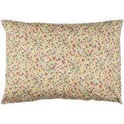 Cushion cover light yellow, rose and red flowers