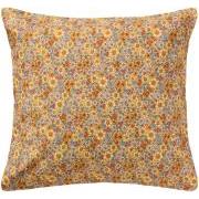 Pudebetræk gul m/gule, blå, orange og lilla blomster