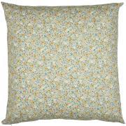 Cushion cover w/light yellow, light pink and blue flowers, green leaves