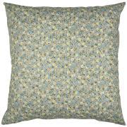 Cushion cover turquoise w/white and yellow flowers