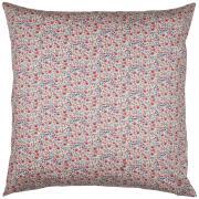 Cushion cover light pink and beige flowers, blue leaves