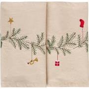 Bordløber Tradition m/granranke og julepynt hørfarvet