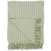 Plaid creme/grønt stribemønster