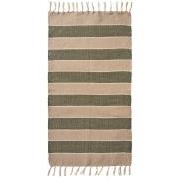 Gulvløber creme, beige og olivengrønne striber