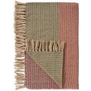 Plaid natur m/grøn/rust/bordeaux stribemønster