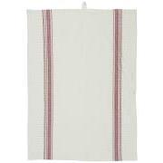 Tea towel white w/red stripes in the sides