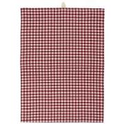 Tea towel Asta red w/small natural coloured checks