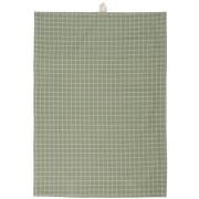 Tea towel Holger dusty green w/small natural coloured checks