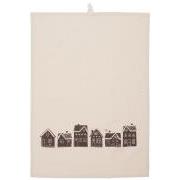 Tea towel Sigurd natural w/brown houses