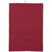 Tea towel Kaja red w/thin natural stripes