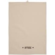 Viskestykke Hygge natur m/brunt print