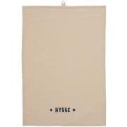 Viskestykke Hygge natur m/mørkeblåt print