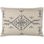 Cushion cover natural w/dark grey embroidery