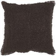 Cushion cover Toulouse coarsely woven w/fringed edges backside is cotton mocca