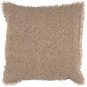 Cushion cover Toulouse coarsely woven w/fringed edges backside is cotton cognac