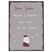 Metalskilt Dear Santa before I explain - how much do you know?