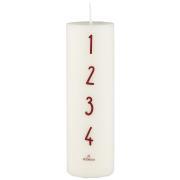 Advent candle 1-4 white w/red numbers