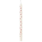 Taper candle w/red hearts stearin Nordic Swan Eco-label