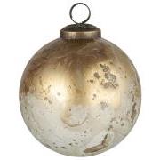 Christmas ornament pebbled glass white/brass look poor man’s silver