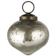 Julekugle bubbled glas løgformet sølv
