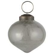 Christmas ornament pebbled glass onion shaped grey