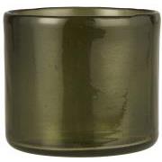 Candle holder glass f/tealight green handblown