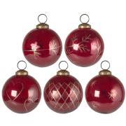 Christmas ornament 5 asstd large red w/gold coloured engraving