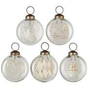 Christmas ornament 5 asstd flat clear w/gold coloured engraving