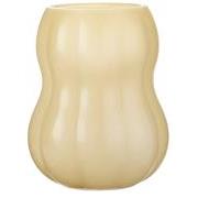 Vase w/grooves Veneto solid coloured yellow glass