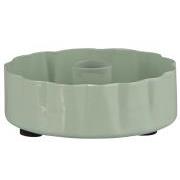 Candle holder f/1.3 cm candle wavy edge Green Tea