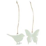 Bird/butterfly for hanging w/jute string 2 asstd Green Tea