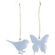 Bird/butterfly for hanging w/jute string 2 asstd light blue