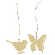 Bird/butterfly for hanging w/jute string 2 asstd Wheat Straw