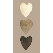 Serviet 10x20 cm hjerter i creme, natur, antracit på beige baggrund 16 stk/pk
