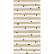 Serviet 10x20 cm brune hjerter og naturstriber 16 stk/pk