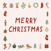 Serviet Merry Christmas og juleikoner 20 stk pr pakke
